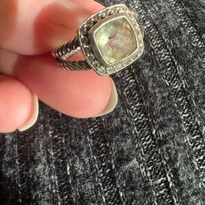 David Yurman Petite Albion Sterling Silver Ring with Green Amethyst